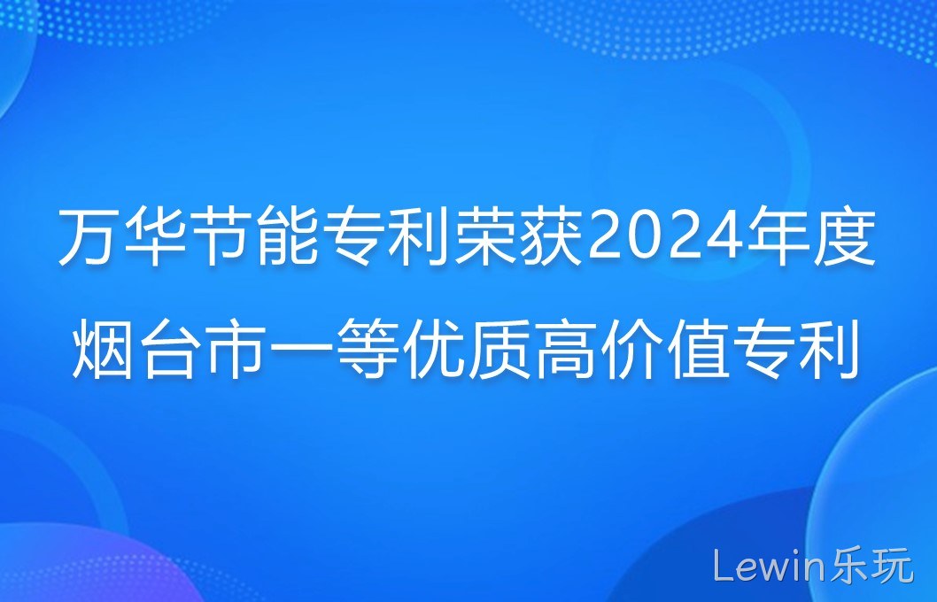 Lewin乐玩专利荣获2024年度烟台市一等优质高价值专利